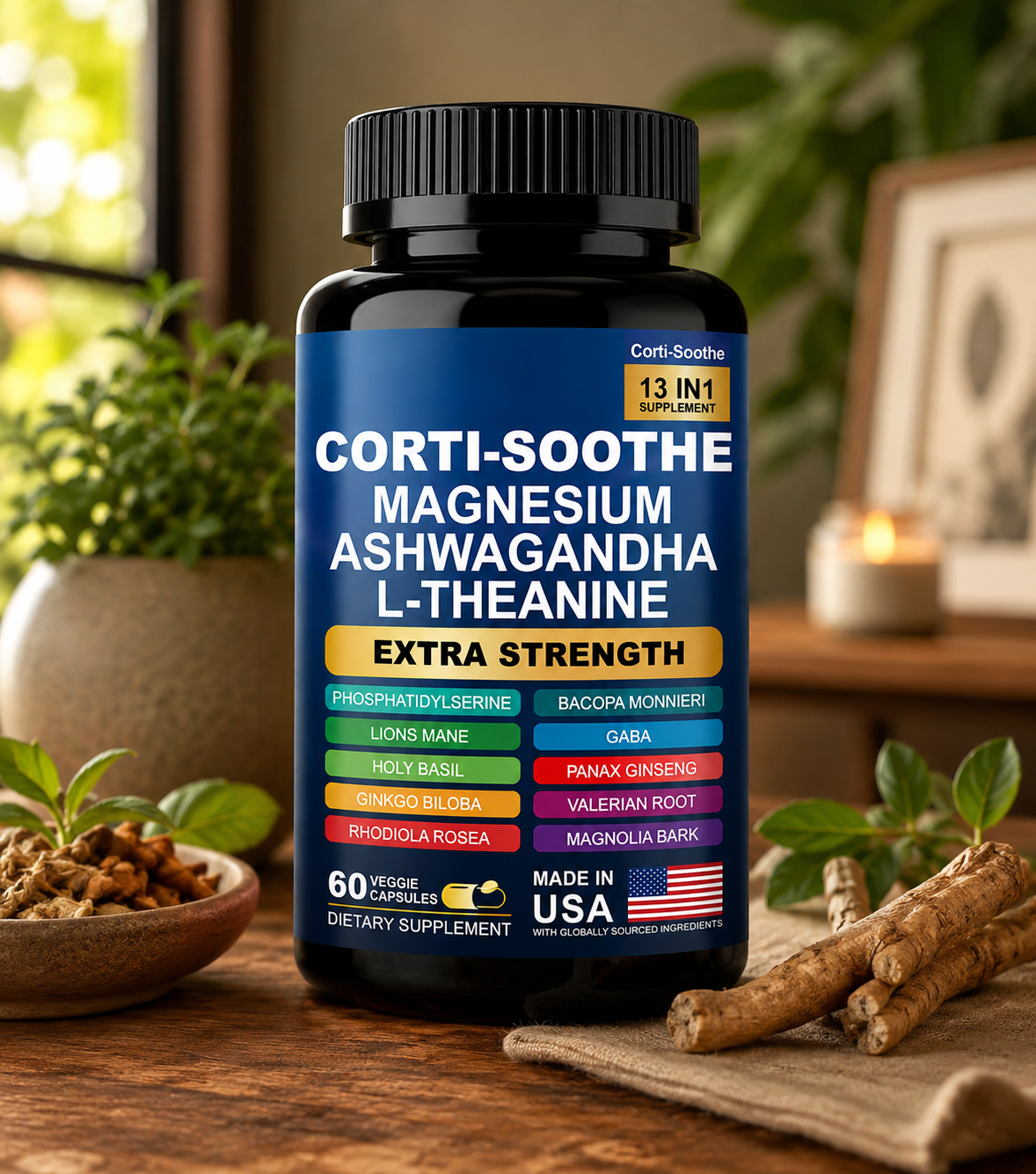 Corti-Soothe 13 en 1 – Control del Estrés, Calma Mental y Bienestar Diario