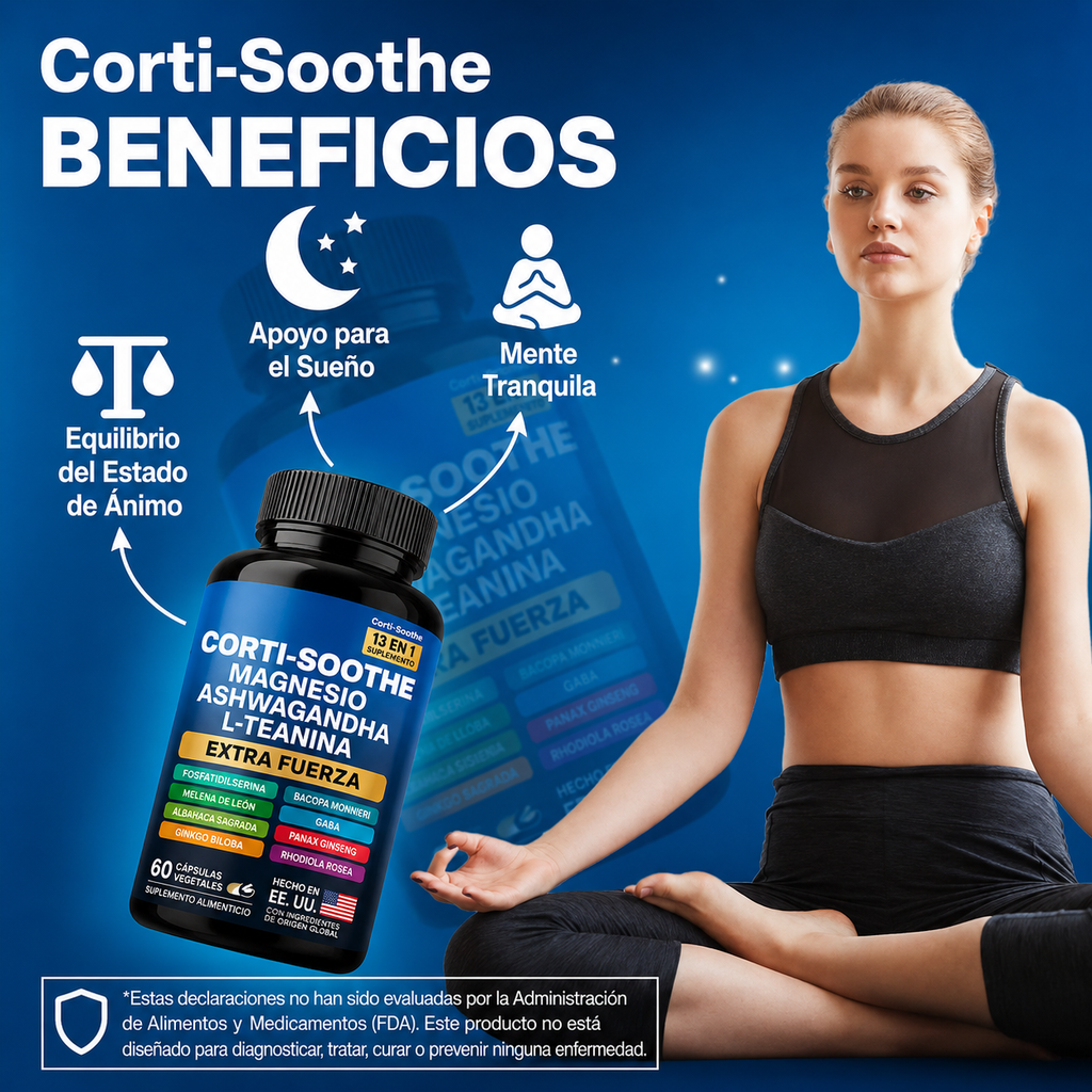Corti-Soothe 13 en 1 – Control del Estrés, Calma Mental y Bienestar Diario