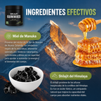 Gomitas de Shilajit del Himalaya con Ashwagandha – Sabor Miel y Limón | Energía, Vitalidad y Bienestar Natural | 30 Gomitas