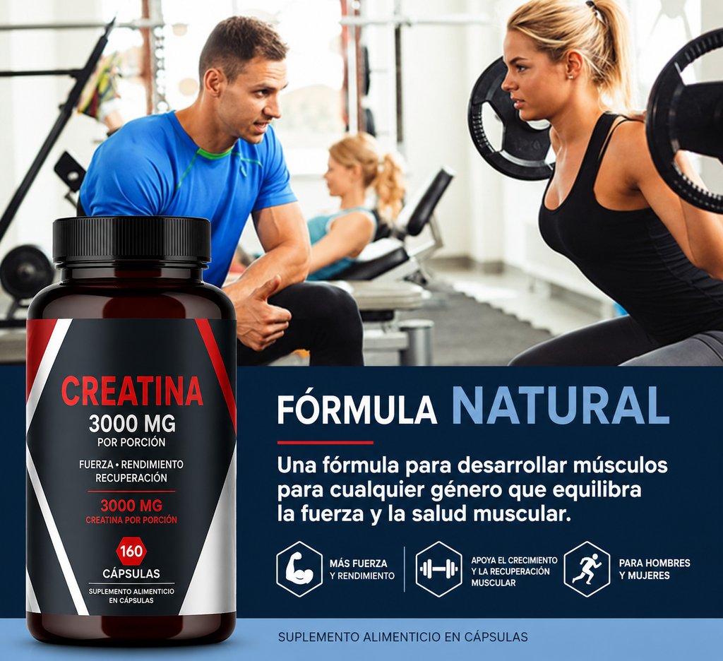 Creatina 3000MG 160 Cápsulas – Fuerza, Energía y Recuperación Muscular